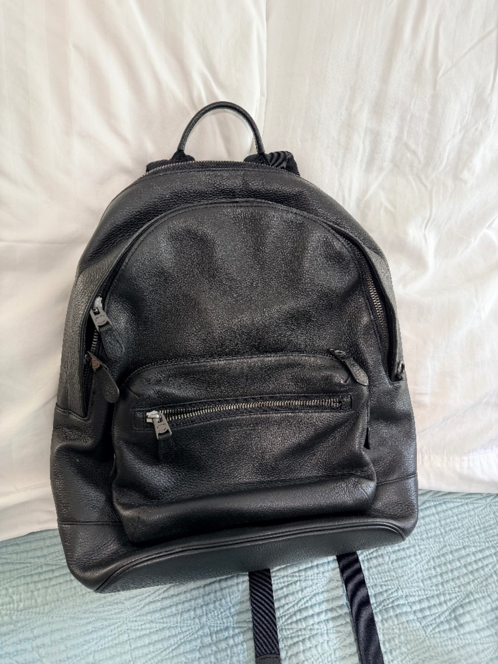 Coach Black Leather Backpack